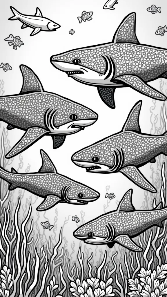 adult coloring pages sharks